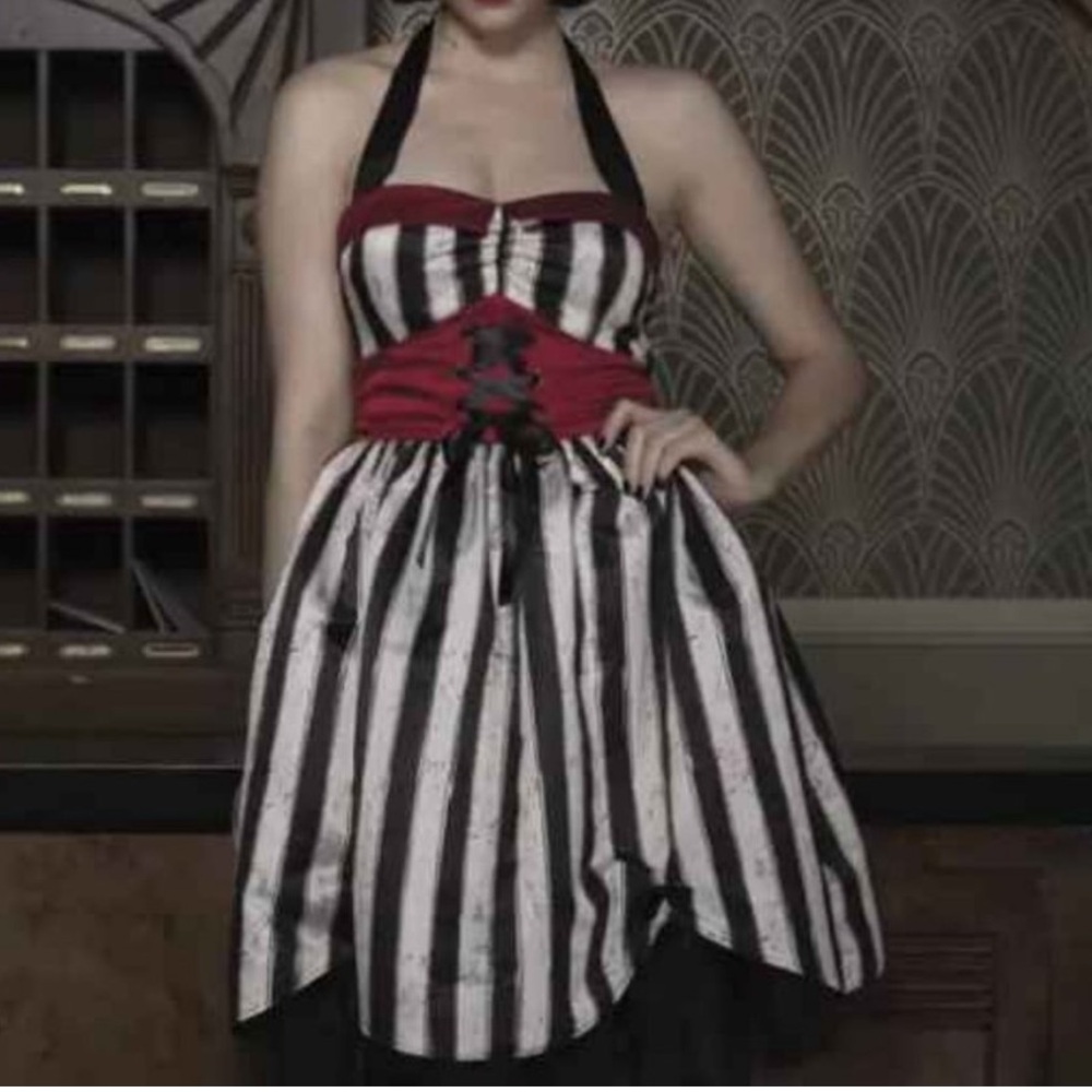 American Horror Story Freak Show Striped Halter Dress XL Hottopic